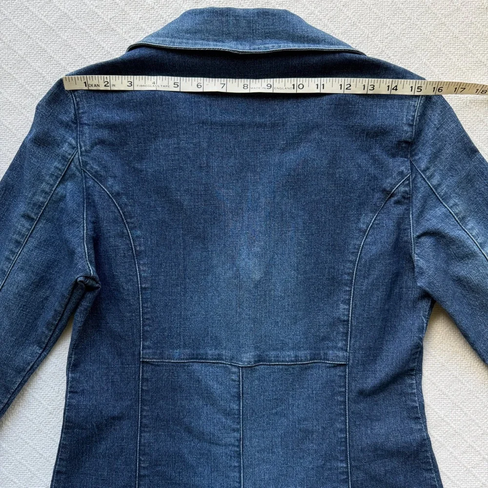 Rubbish Y2K‎ Denim Trench Coat Long Duster Jacket Dark Wash Indigo Small